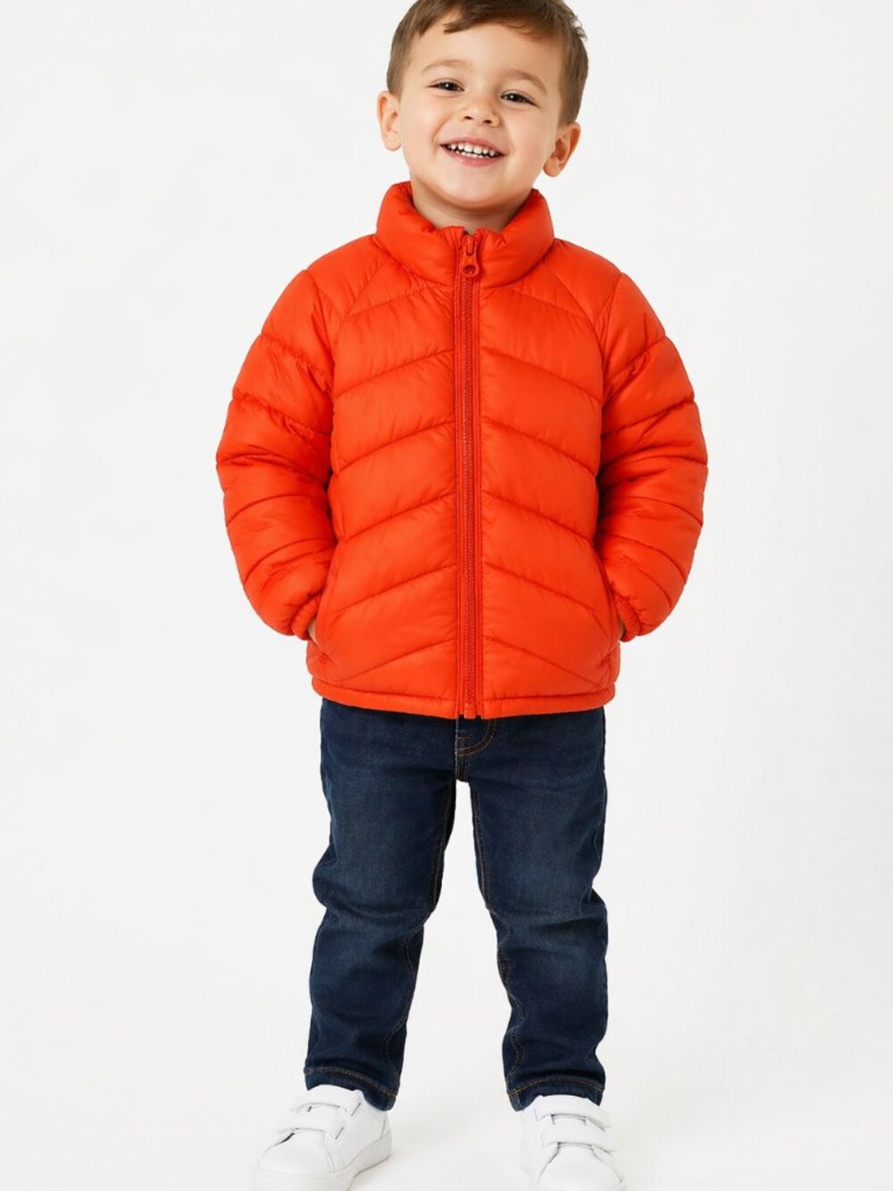Wonder Nation Orange Puffer Jacket Toddler Size 2T Lightweight Winter Coat